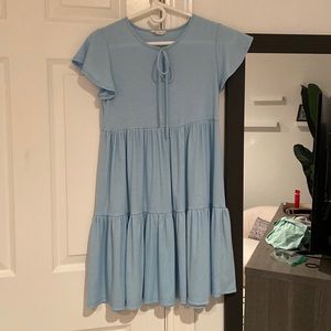 See You Monday Short Sleeve Baby Blue Dress